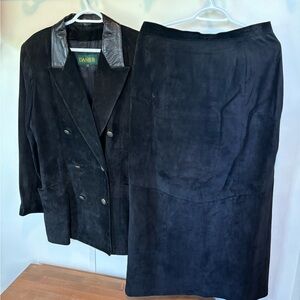Vintage danier suede leather coat and skirt set.